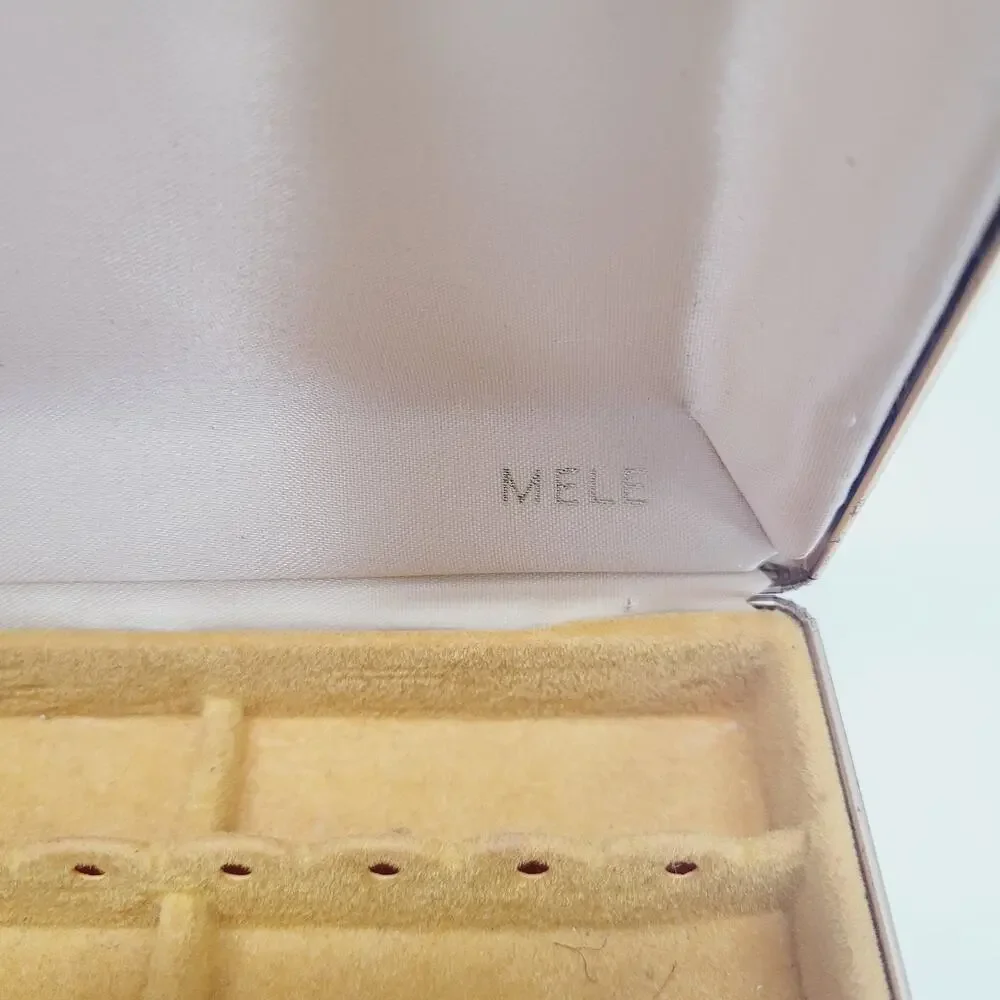 Vintage Mele Travel Jewelry Hard Case Box Earrings Gold interior Yellow Floral